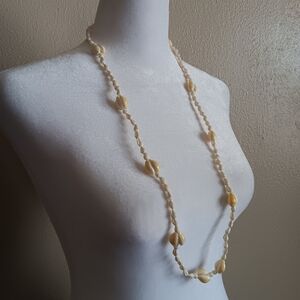 Long Vintage Sea Shell Necklace Boho Beach Tropical Summer Surf Mermaid Ocean